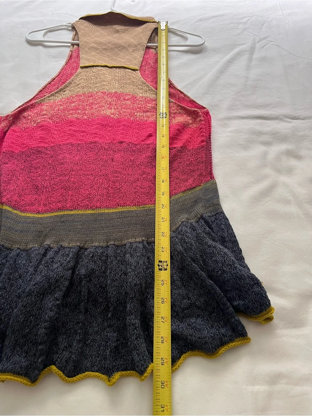 Free People Peplum Polo Knit Sweater Multicolor Sleeveless Boho XS